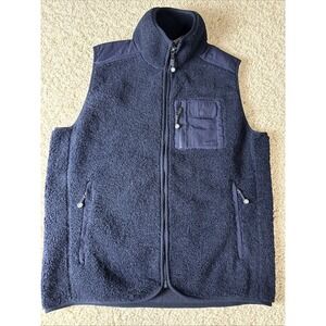 BROOKS BROTHERS 1818 Sherpa Zip Front Vest Men's Size M Navy Blue Luxury